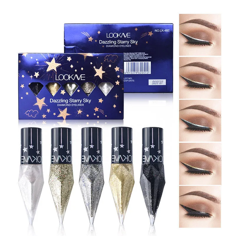 Diamond Shiny Eye Liners Eyeshadow Waterproof Silver Rose Gold Color Glitter Sequins Eyeliner Eye Shadow Makeup Beauty Cosmetics