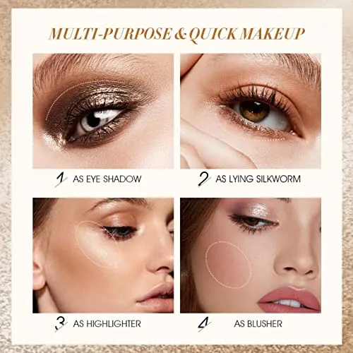 Ehinew Eyeshadow Stick - Neutral and Brown Metallic Eye Shadow Stick Makeup - Champagne Matte & Glitter Eyeshadow - Creamy & Waterproof Eyeshadow Brightener Pencil (8# Golden)