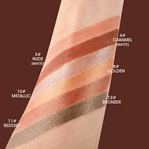 Ehinew Eyeshadow Stick - Neutral and Brown Metallic Eye Shadow Stick Makeup - Champagne Matte & Glitter Eyeshadow - Creamy & Waterproof Eyeshadow Brightener Pencil (8# Golden)