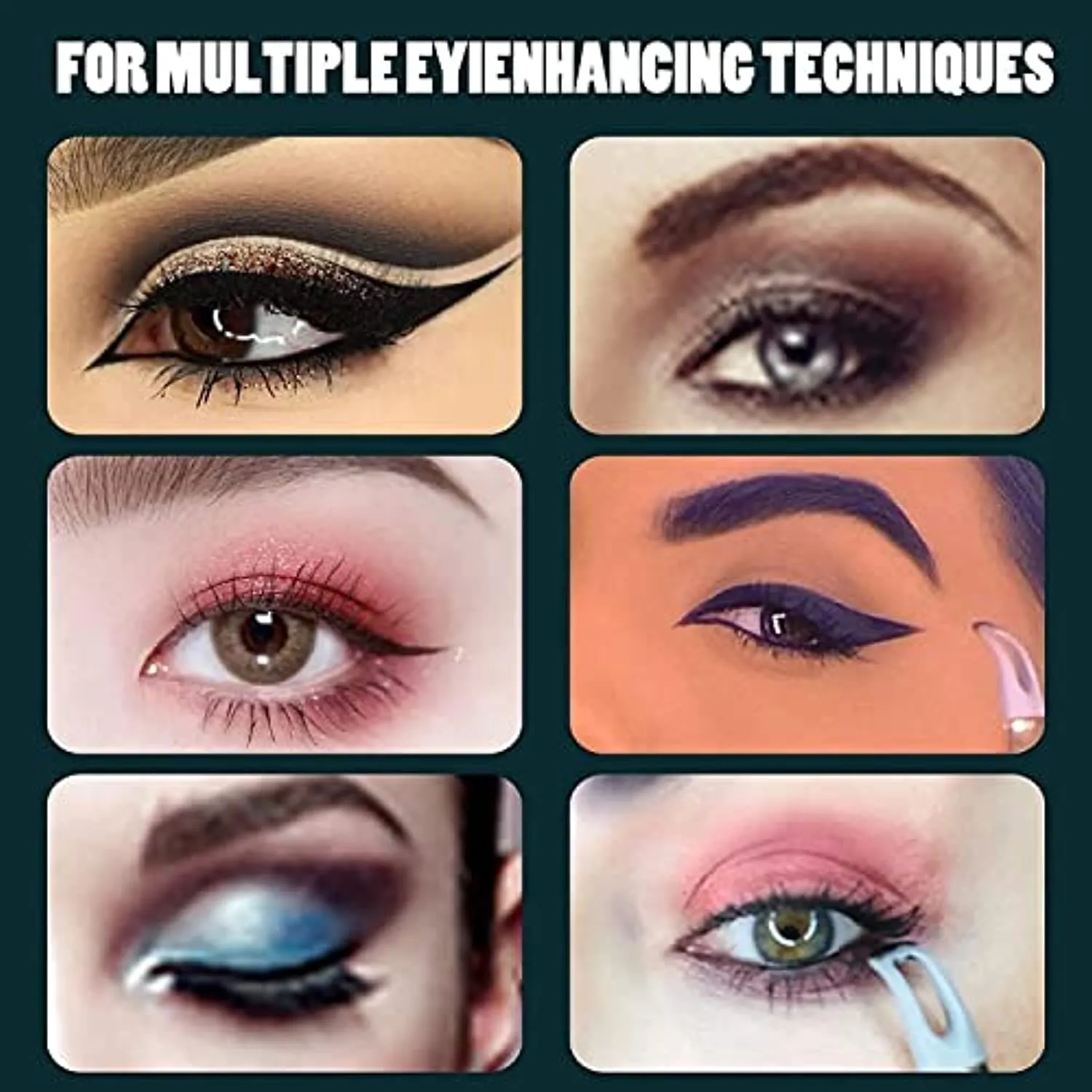 Guide Beauty Eyeliner Applicator, Eyeliner Guide with Eyeliner Cream (Black) and 50 Cotton Swab, Anti-shake Easy to Hold Handle Waterproof Transfer Resistant Guide Wand Eyeliner Tool