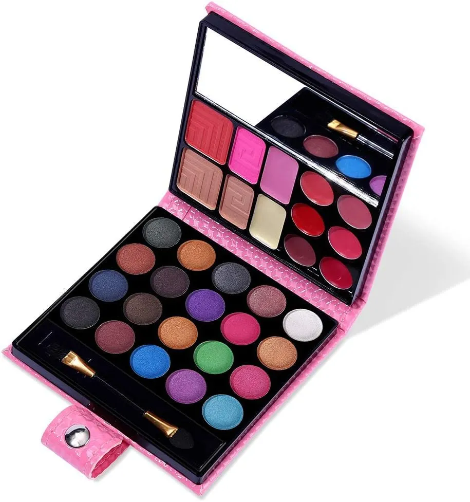 NEW (Pink) - All in One Makeup Kit - 20 Eyeshadow, 6 Lip Glosses, 3 Blushers, 2 Powder, 1 Concealer, 1 Mirror, 1 Brush, Make Up Gift Set for Teen Girls, Beginners And Pros