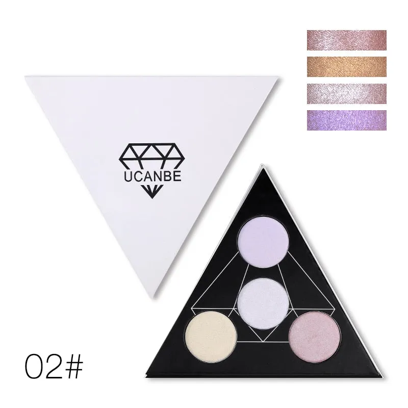 Triangle Glitter Eyeshadow Palette  Face Highlighter Makeup Shimmer Shine Powder