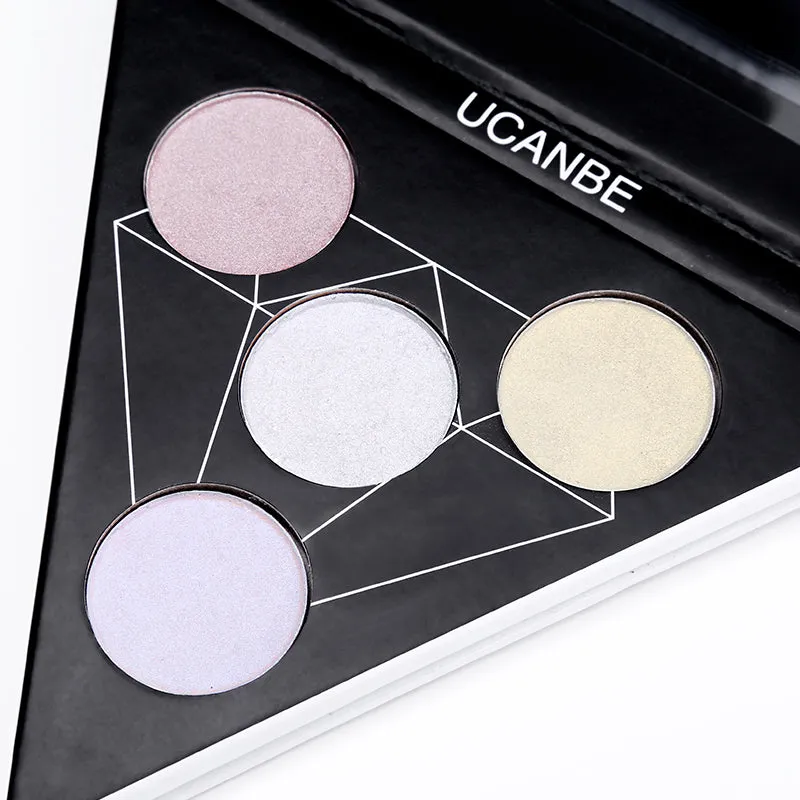 Triangle Glitter Eyeshadow Palette  Face Highlighter Makeup Shimmer Shine Powder