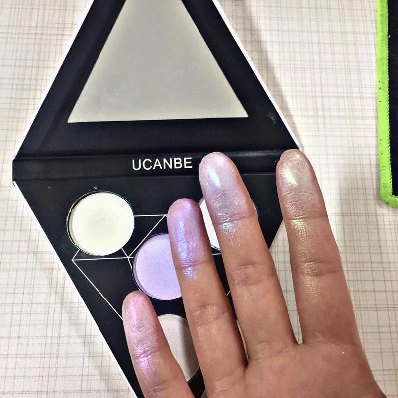 Triangle Glitter Eyeshadow Palette  Face Highlighter Makeup Shimmer Shine Powder