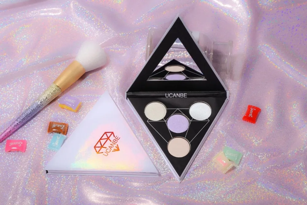 Triangle Glitter Eyeshadow Palette  Face Highlighter Makeup Shimmer Shine Powder