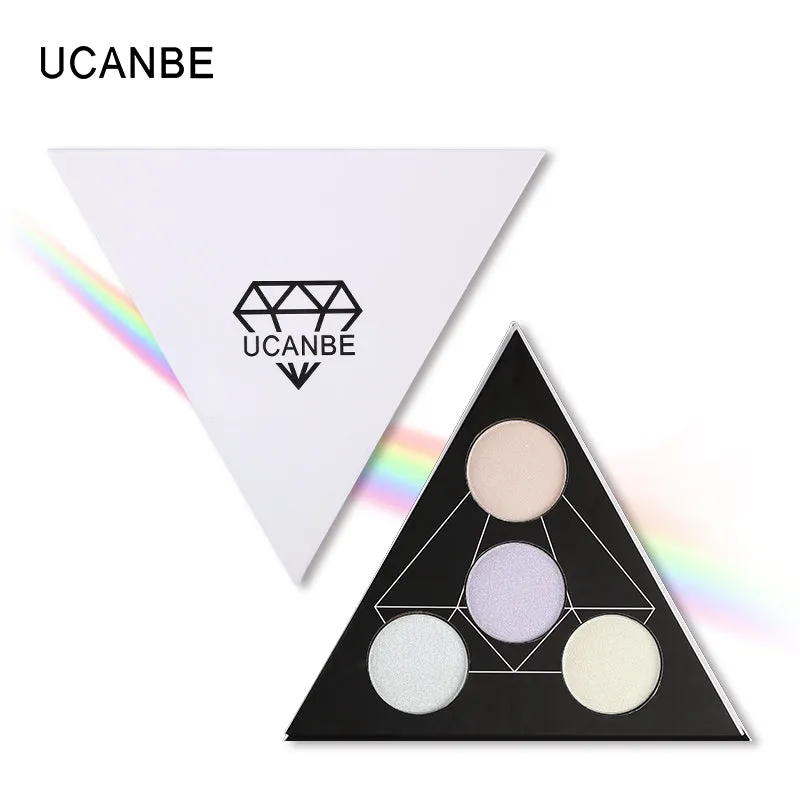 Triangle Glitter Eyeshadow Palette  Face Highlighter Makeup Shimmer Shine Powder