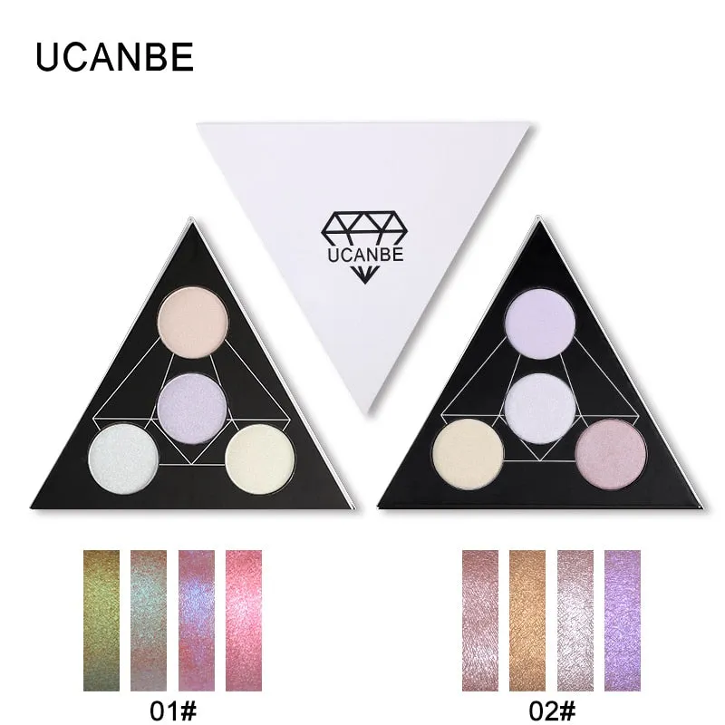 Triangle Glitter Eyeshadow Palette  Face Highlighter Makeup Shimmer Shine Powder