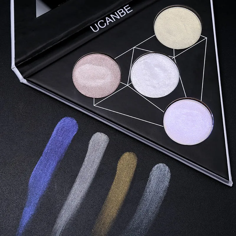 Triangle Glitter Eyeshadow Palette  Face Highlighter Makeup Shimmer Shine Powder