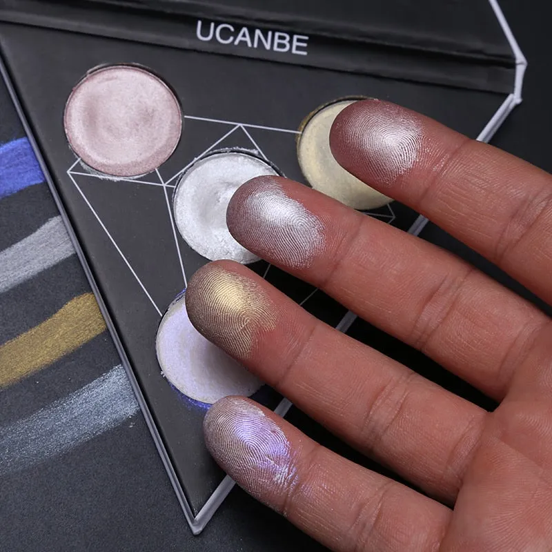 Triangle Glitter Eyeshadow Palette  Face Highlighter Makeup Shimmer Shine Powder
