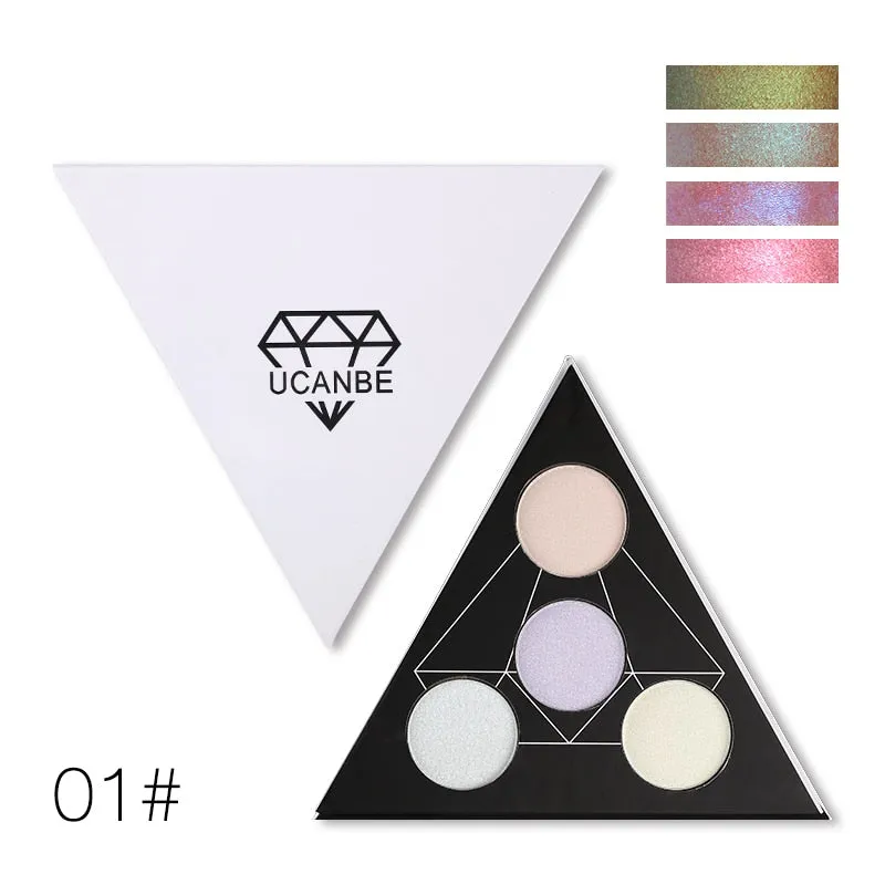 Triangle Glitter Eyeshadow Palette  Face Highlighter Makeup Shimmer Shine Powder