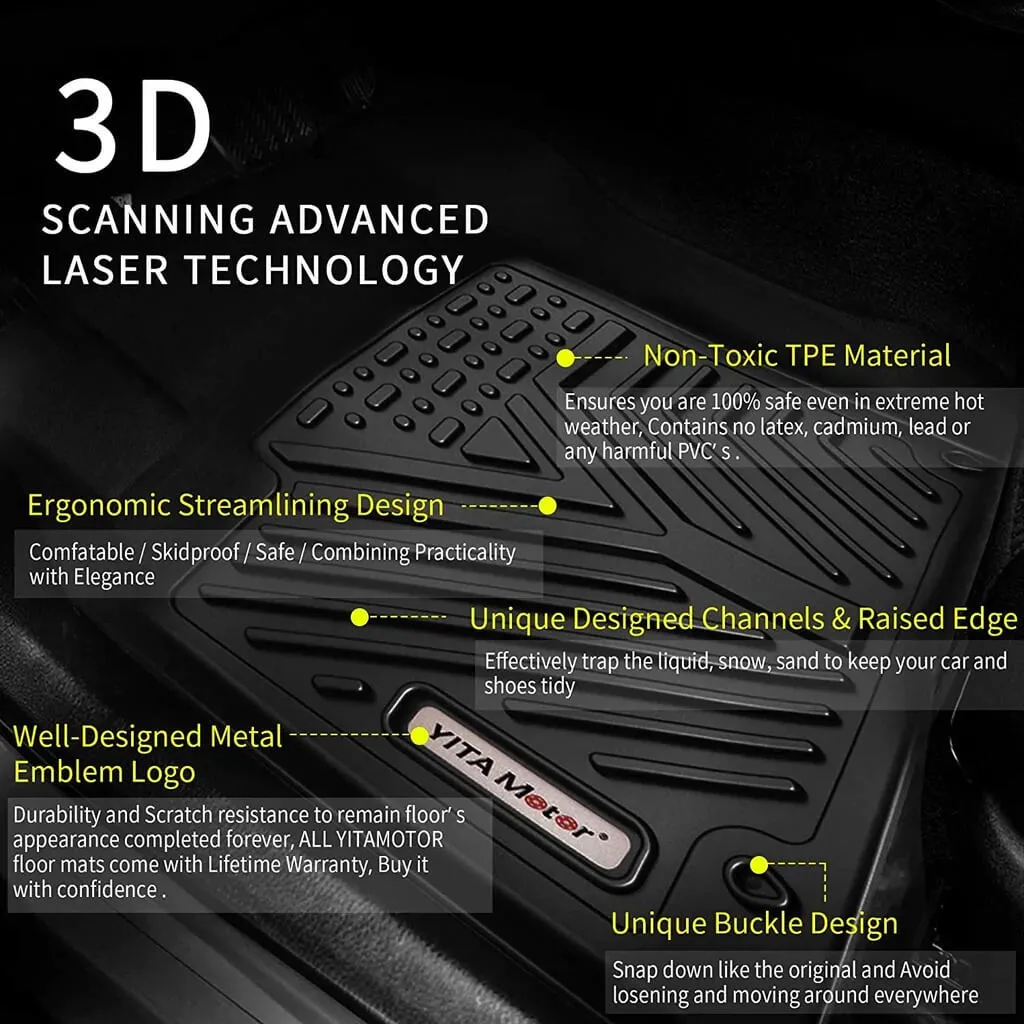 YITAMOTOR® 2016-2022 Honda HR-V Floor Mats, Custom-Fit Black TPE Floor Liners,1st & 2nd Row All-Weather Protection